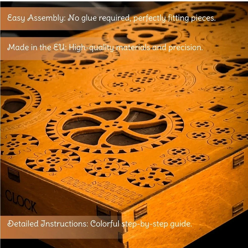 WOODEN.CITY Steampunk 3D Puzzle Clock - DIY Mechanical Wall Clock Kit